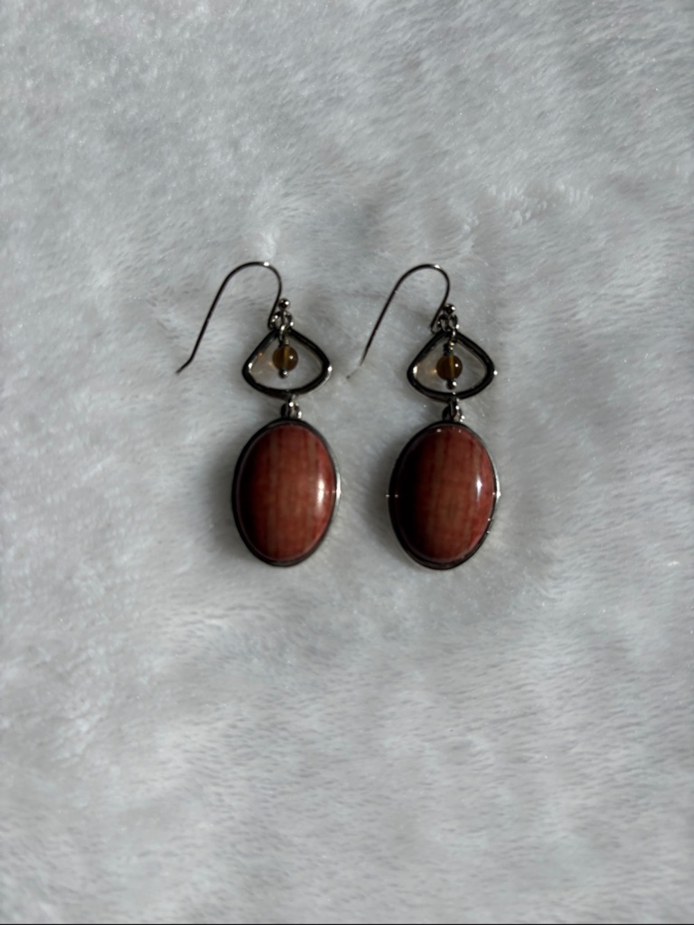 Lia Sophia Earrings - Ember Retired Mauve Dark Pink Metal Oval Pierced